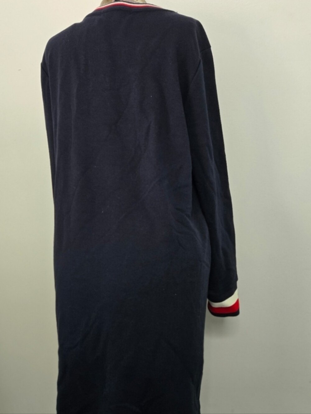 Tommy Hilfiger Knit Shirt Dress Glitter Logo Spell Out Long Sleeve SZ Large - Picture 2 of 6